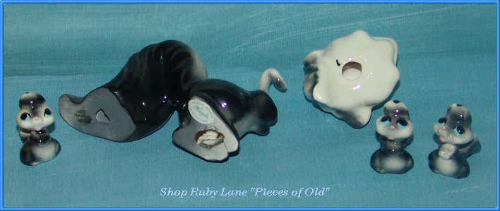 Adorable Skunk Family, Freeman McFarlin California Pottery Miniatures Adorable Skunk Family, Freeman McFarlin California Pottery Miniatures