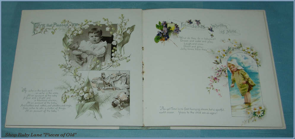 Precious Victorian Baby Memory Book, Unused, Beautiful Illustrations! Precious Victorian Baby Memory Book, Unused, Beautiful Illustrations!