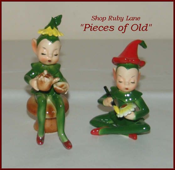 Pair of Josef Ceramics Forest Pixies or Elves Pair of Josef Ceramics Forest Pixies or Elves