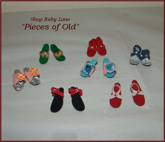 7 Pair of Shoes for Vogue Jill Doll, Strappy Heels & Mules 7 Pair of Shoes for Vogue Jill Doll, Strappy Heels & Mules