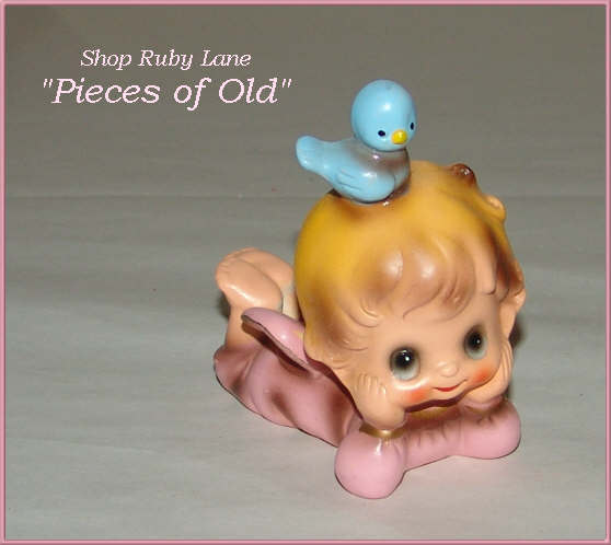 Josef Ceramics Wee Folk Angel with Bluebird Josef Ceramics Wee Folk Angel with Bluebird