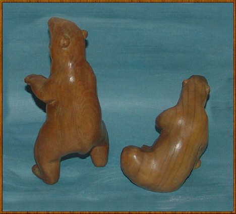 Pair of Carved Wood Bear Sculptures by Charles H. Rudy Pair of Carved Wood Bear Sculptures by Charles H. Rudy