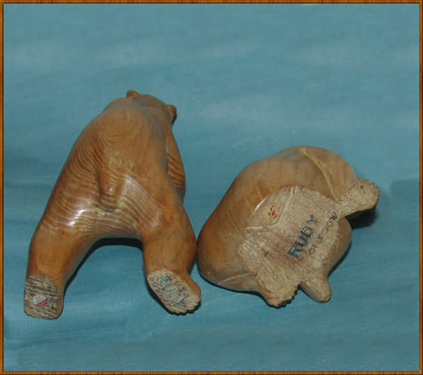 Pair of Carved Wood Bear Sculptures by Charles H. Rudy Pair of Carved Wood Bear Sculptures by Charles H. Rudy