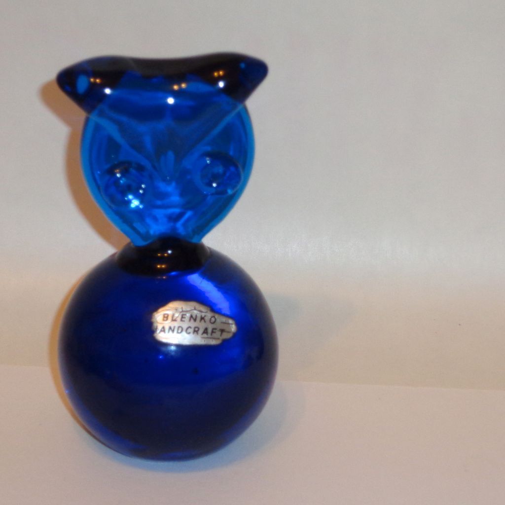 Vintage Blenko Art Glass Owl Paperweight Vintage Blenko Art Glass Owl Paperweight