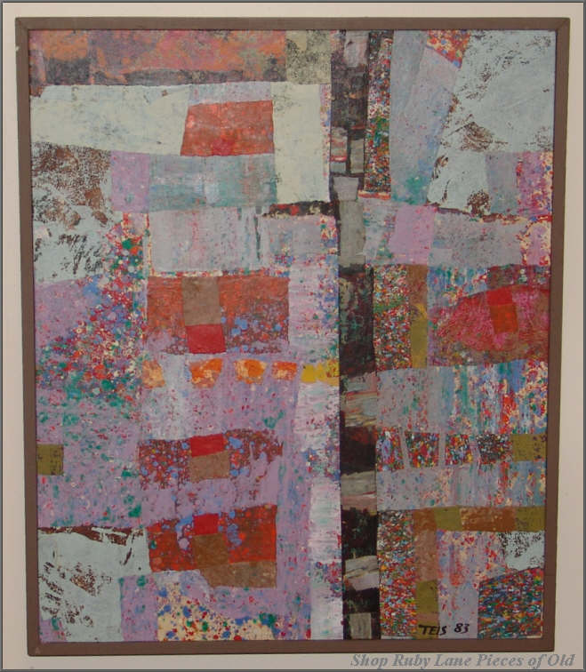 Original Abstract Collage Painting by Daniel Teis, 1983 Original Abstract Collage Painting by Daniel Teis, 1983