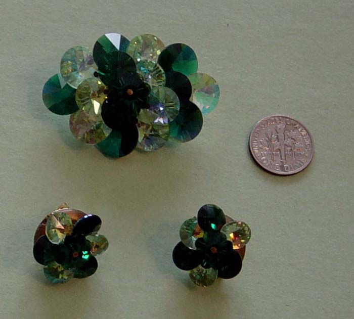 Gorgeous Green Rivoli - Margarita Glass Demi-Parure Gorgeous Green Rivoli - Margarita Glass Demi-Parure