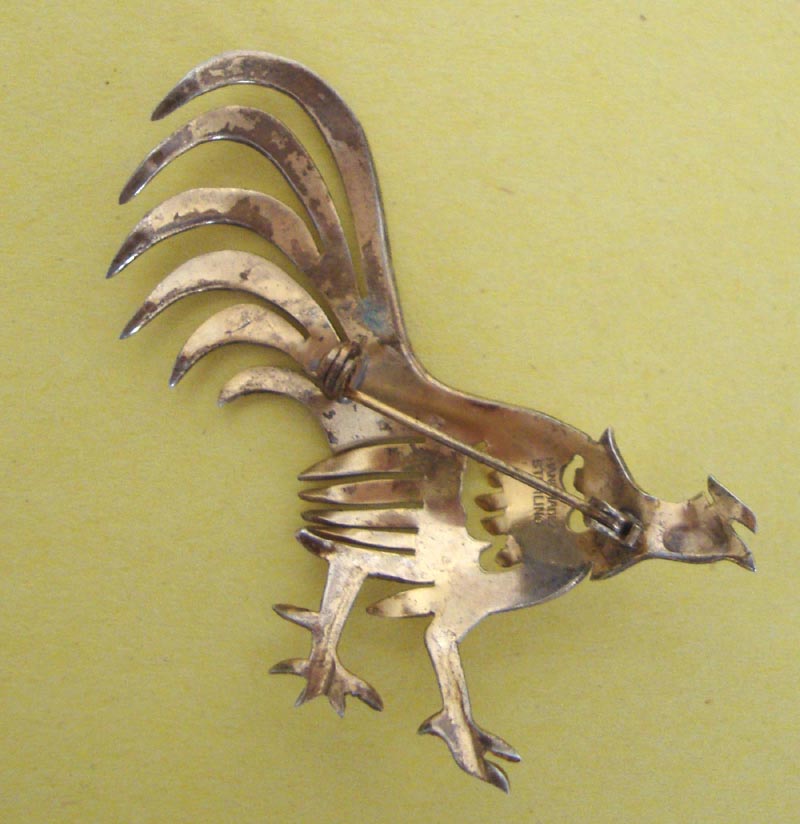 LAST CHANCE! Large, Handsome Rooster Brooch: Sterling Silver; Handmade LAST CHANCE! Large, Handsome Rooster Brooch: Sterling Silver; Handmade