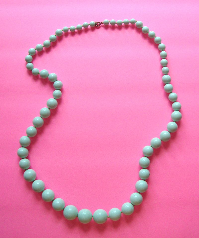 LAST CHANCE! Glass-Like, Cool Pale-Green Vintage Beaded Necklace: Long! LAST CHANCE! Glass-Like, Cool Pale-Green Vintage Beaded Necklace: Long!