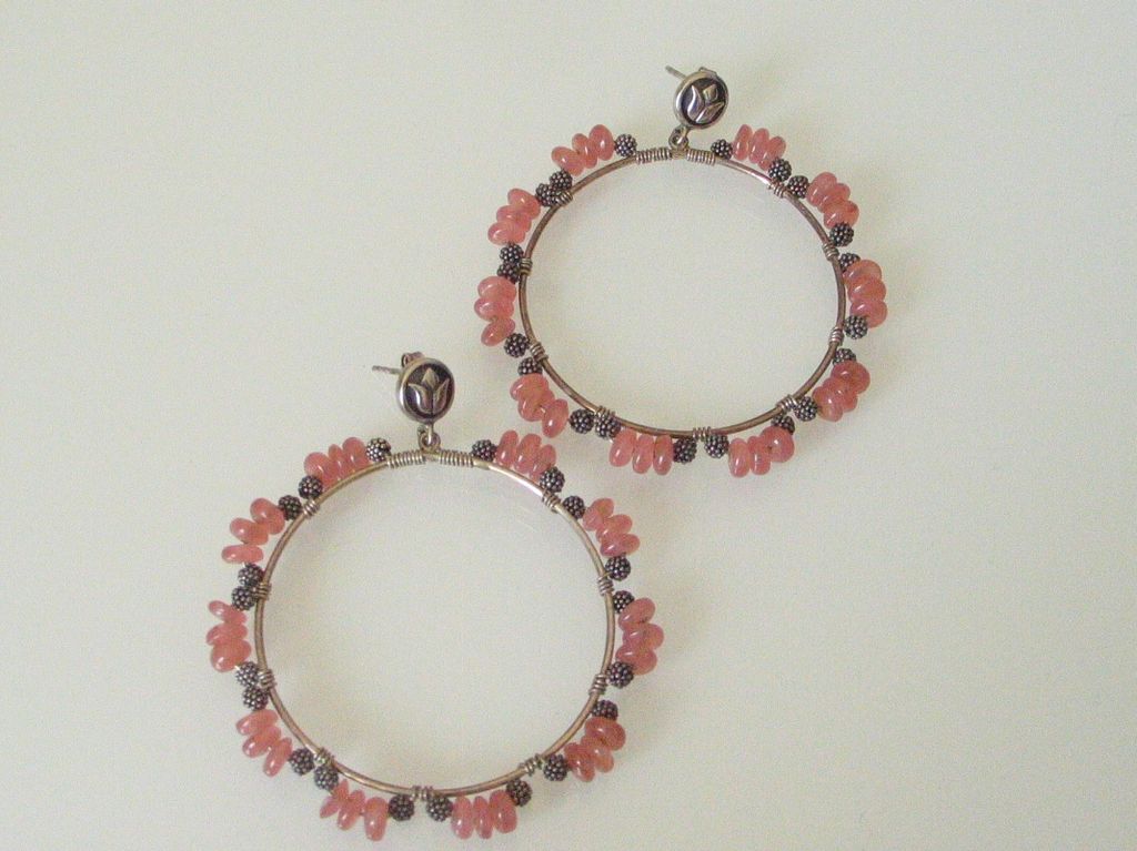 Earthy Pink Rhodochrosite Hoop Earrings by Pilula Jula 'Petal Parade' Earthy Pink Rhodochrosite Hoop Earrings by Pilula Jula 'Petal Parade'