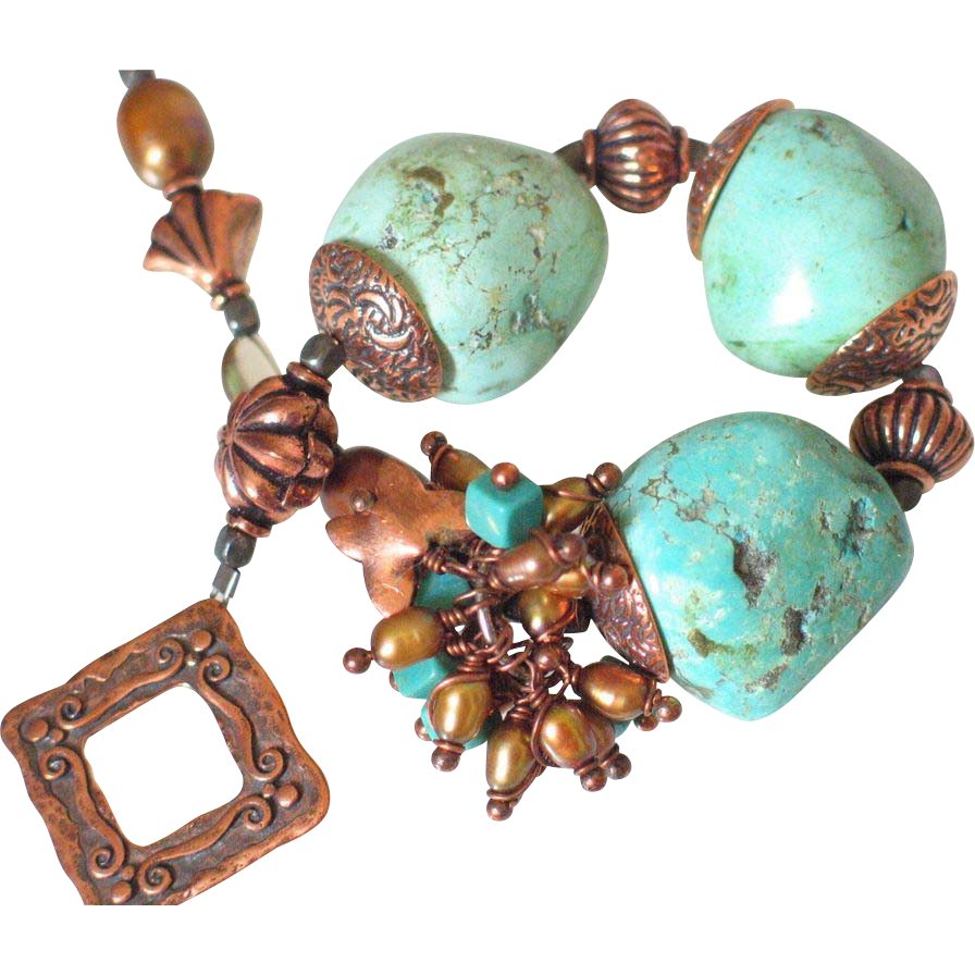 Turquoise & Copper Bracelet by Pilula Jula 'Wrecking Ball' Turquoise & Copper Bracelet by Pilula Jula 'Wrecking Ball'