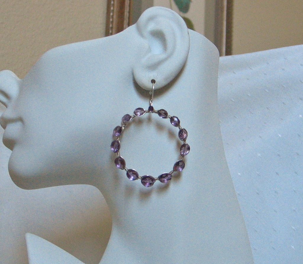 Gem Amethyst Hoop Earrings by Pilula Jula 'Ambitious' Gem Amethyst Hoop Earrings by Pilula Jula 'Ambitious'