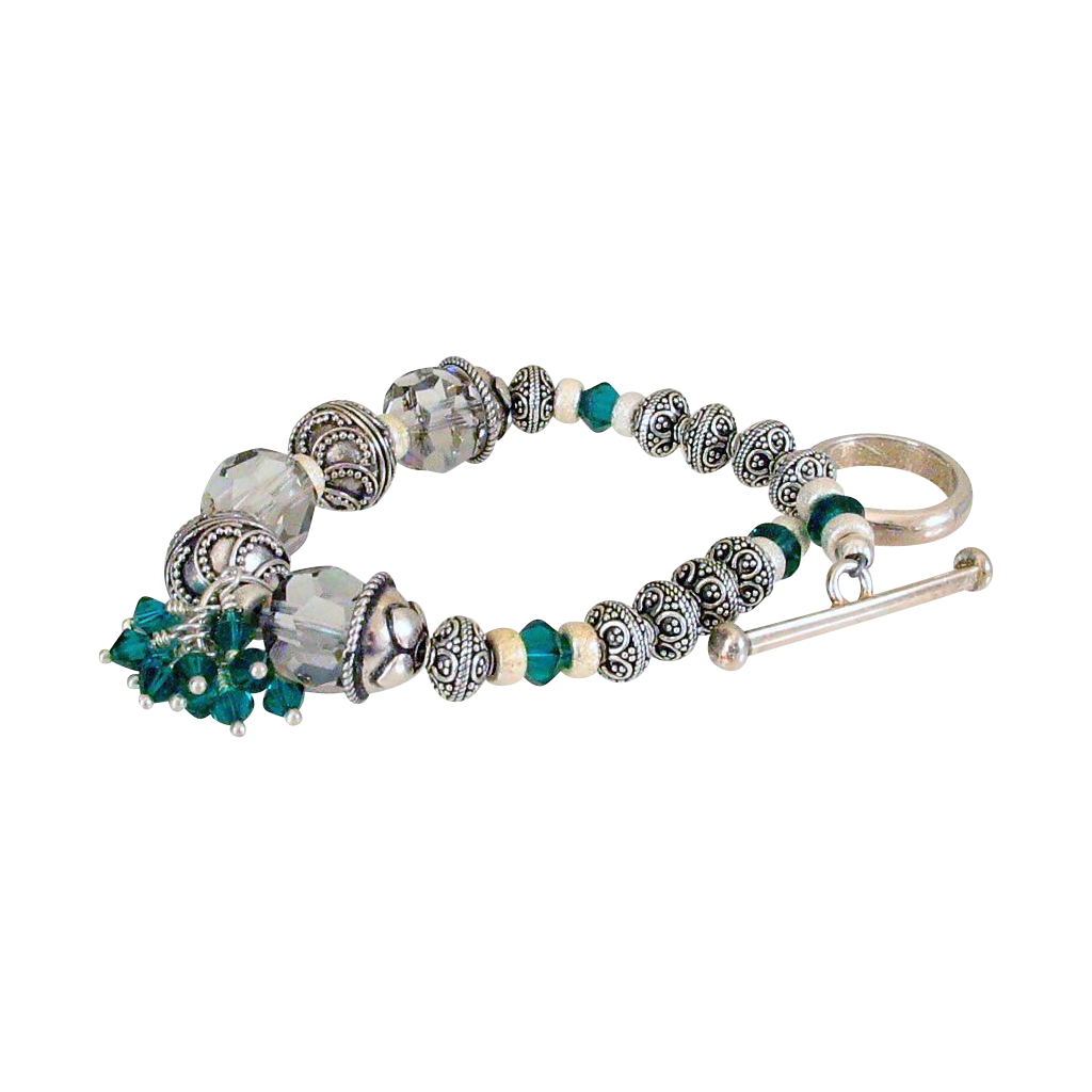Emerald Green Swarovski Crystals & Sterling Bracelet by Pilula Jula 'Holiday' Emerald Green Swarovski Crystals & Sterling Bracelet by Pilula Jula 'Holiday'