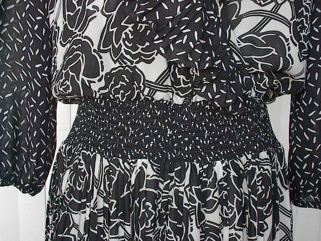 1980s Black &White Floral Garden Party Dress - Leslie Fay 1980s Black &White Floral Garden Party Dress - Leslie Fay