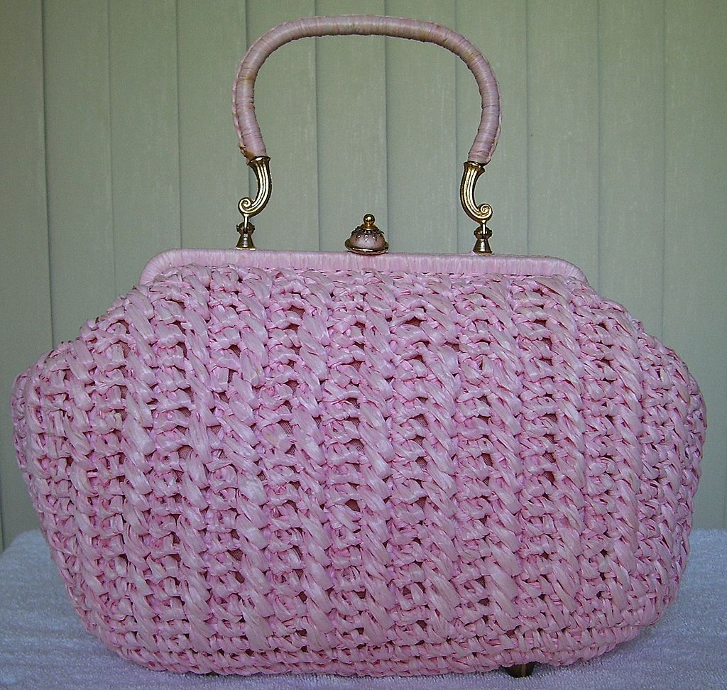 1960s Pink Raffia Handbag / Purse Made in Italy from pinkpoodlevintage on Ruby Lane :  vintage collectibles purses vintage