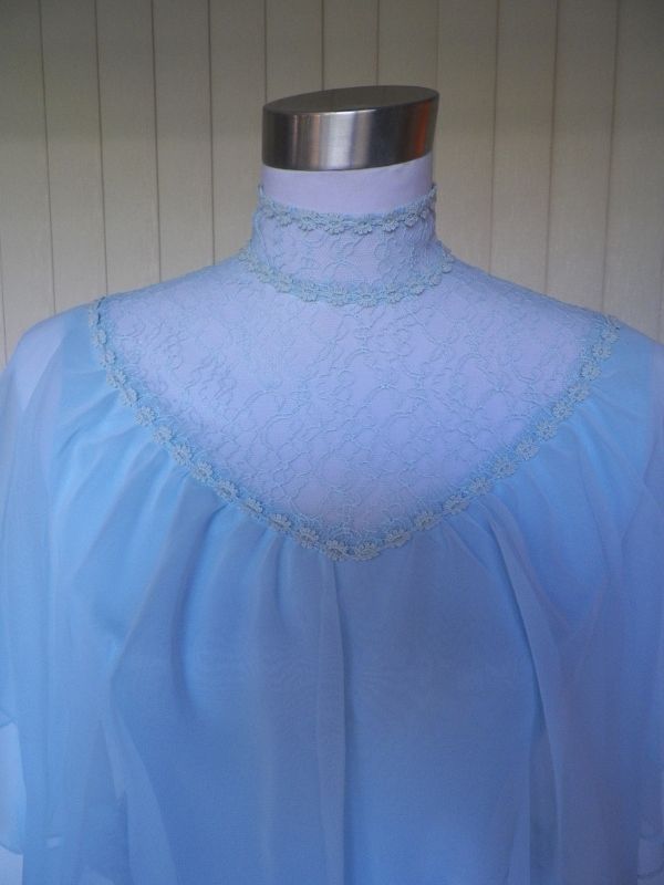 1970s Baby Blue Disco Dress with Caped Bodice 1970s Baby Blue Disco Dress with Caped Bodice