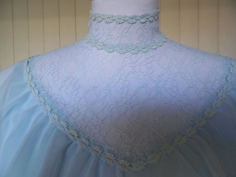 1970s Baby Blue Disco Dress with Caped Bodice 1970s Baby Blue Disco Dress with Caped Bodice