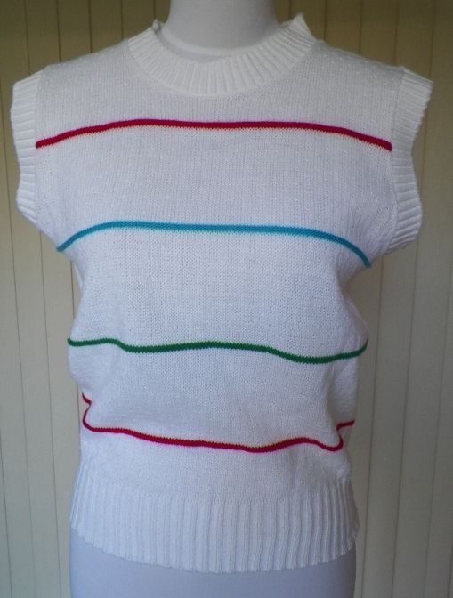 1980s Sleeveless White Knit Shell / Top 1980s Sleeveless White Knit Shell / Top