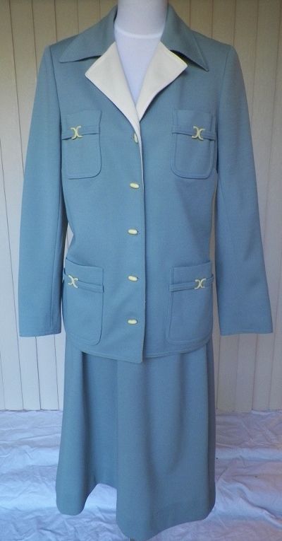 1960s / 1970s Dusty Blue Jacket & Skirt - Butte Knit 1960s / 1970s Dusty Blue Jacket & Skirt - Butte Knit
