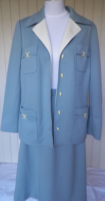 1960s / 1970s Dusty Blue Jacket & Skirt - Butte Knit 1960s / 1970s Dusty Blue Jacket & Skirt - Butte Knit