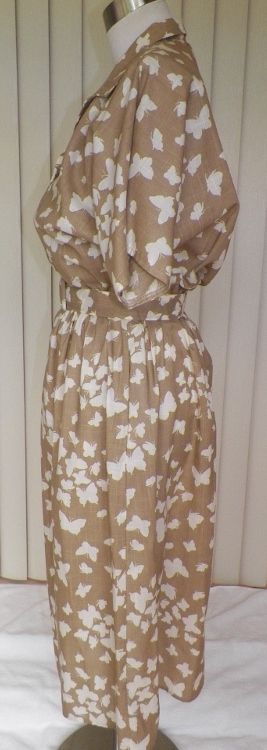 1980s Taupe Dress w/Butterfly Design 1980s Taupe Dress w/Butterfly Design