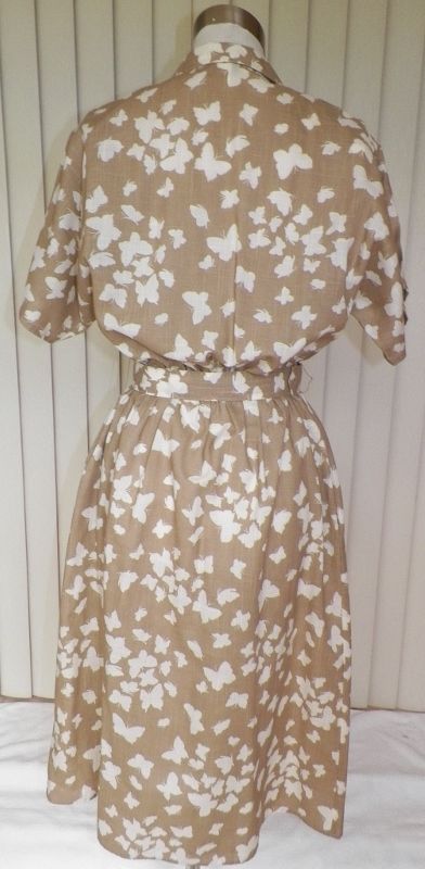 1980s Taupe Dress w/Butterfly Design 1980s Taupe Dress w/Butterfly Design