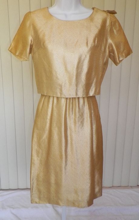 1960s Gold Lame Wiggle Cocktail Dress w/Matching Jacket 1960s Gold Lame Wiggle Cocktail Dress w/Matching Jacket