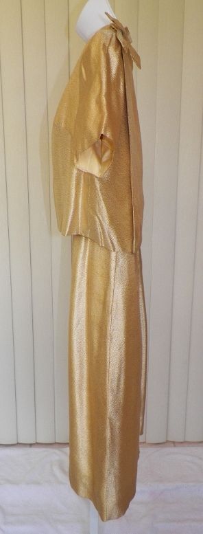 1960s Gold Lame Wiggle Cocktail Dress w/Matching Jacket 1960s Gold Lame Wiggle Cocktail Dress w/Matching Jacket