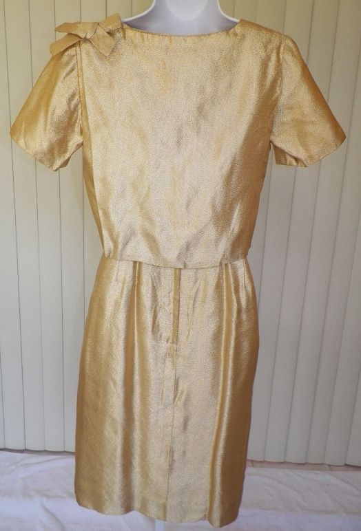 1960s Gold Lame Wiggle Cocktail Dress w/Matching Jacket 1960s Gold Lame Wiggle Cocktail Dress w/Matching Jacket