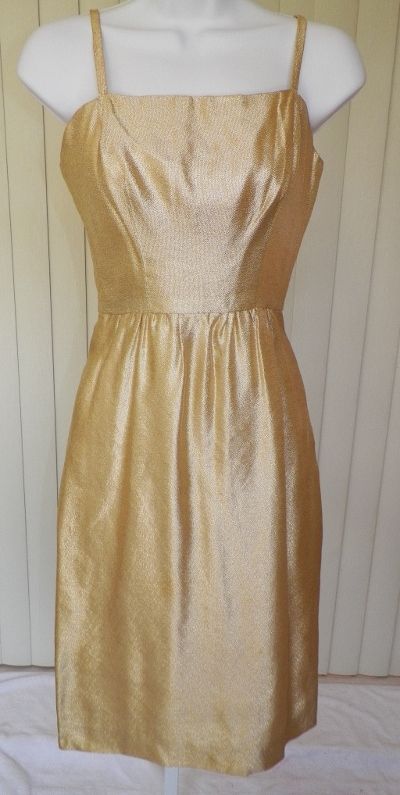 1960s Gold Lame Wiggle Cocktail Dress w/Matching Jacket 1960s Gold Lame Wiggle Cocktail Dress w/Matching Jacket