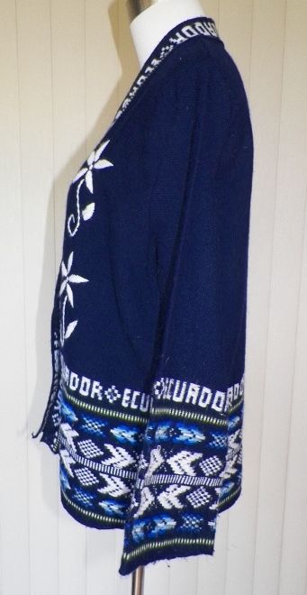 1970s Dark Navy Wrap Sweater - Ecuador 1970s Dark Navy Wrap Sweater - Ecuador