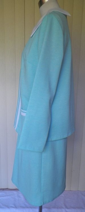 1970s Blue & White Striped Jacket Dress 1970s Blue & White Striped Jacket Dress