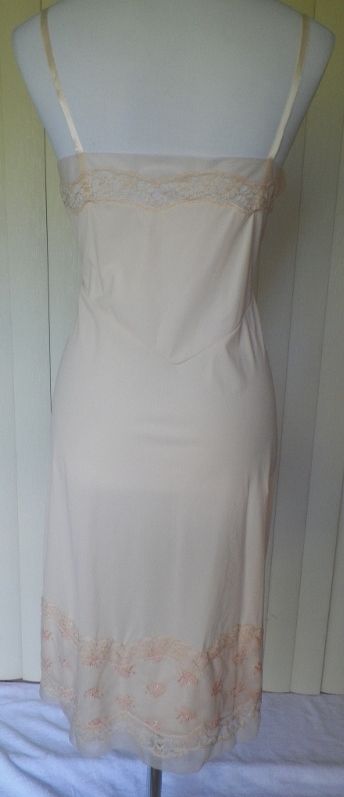 1960s Light Peach Nylon Slip with Embroidery 1960s Light Peach Nylon Slip with Embroidery
