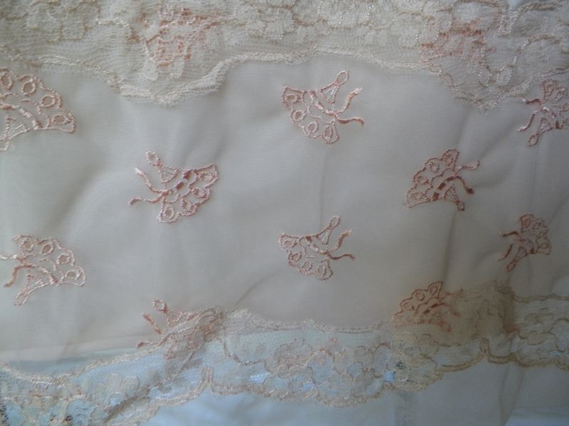 1960s Light Peach Nylon Slip with Embroidery 1960s Light Peach Nylon Slip with Embroidery