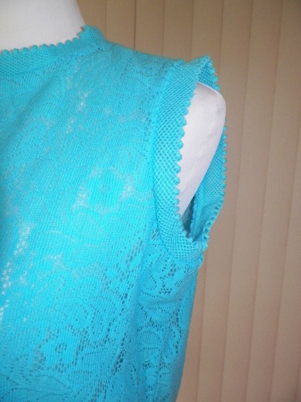 1970s Blue Lacy Look Pull Over Blouse 1970s Blue Lacy Look Pull Over Blouse