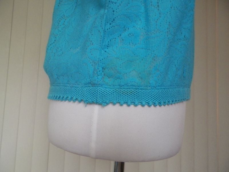 1970s Blue Lacy Look Pull Over Blouse 1970s Blue Lacy Look Pull Over Blouse