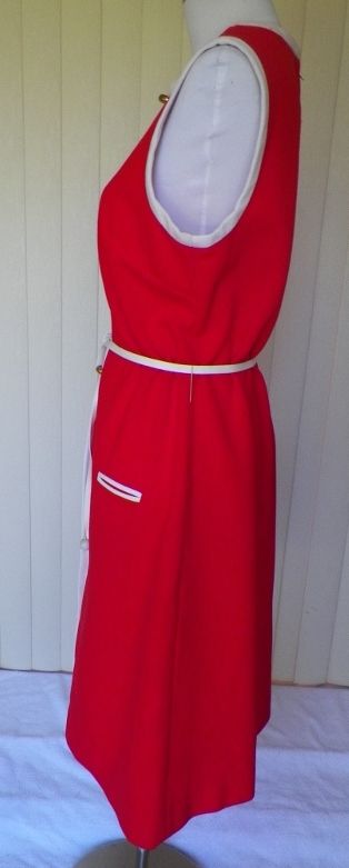 1960s Red & White Polyester Tunic Dress 1960s Red & White Polyester Tunic Dress