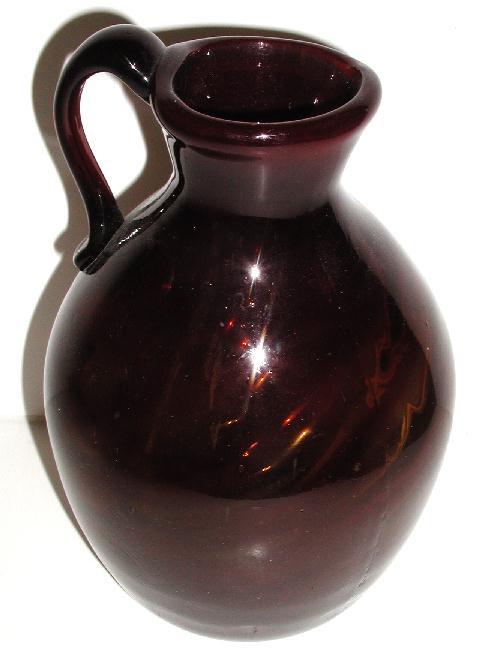 1800s Hand Blown Brown Glass Jug Swirl Pattern Applied Handle Rough Pontil 1800s Hand Blown Brown Glass Jug Swirl Pattern Applied Handle Rough Pontil