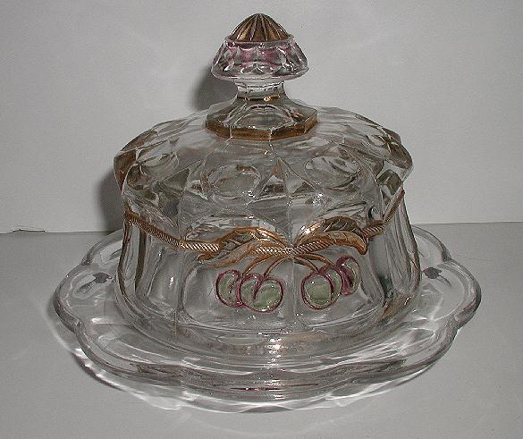 Northwood Glass EAPG Cherry & Cable Butter Dish Gold Ruby Flashing Northwood Glass EAPG Cherry & Cable Butter Dish Gold Ruby Flashing