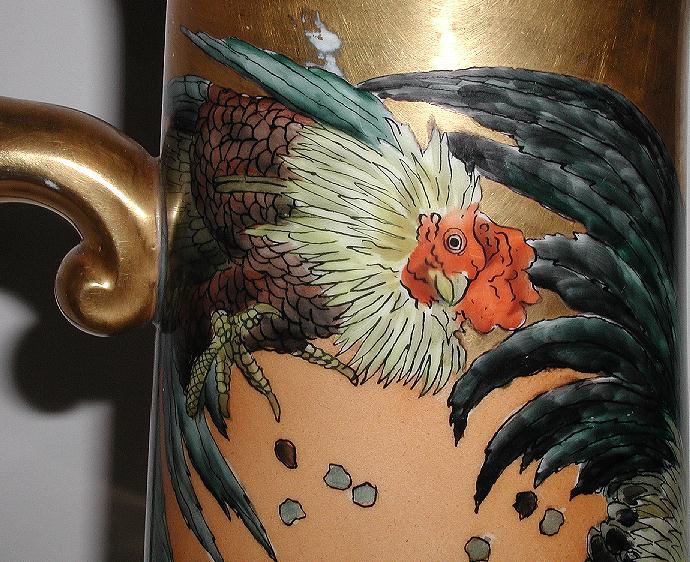 Extraordinary JPL Jean Pouyat Limoges France Fighting Cocks Roosters 14.5" Tankard Artist Signed White's Art Co. Chicago Extraordinary JPL Jean Pouyat Limoges France Fighting Cocks Roosters 14.5" Tankard Artist Signed White's Art Co. Chicago