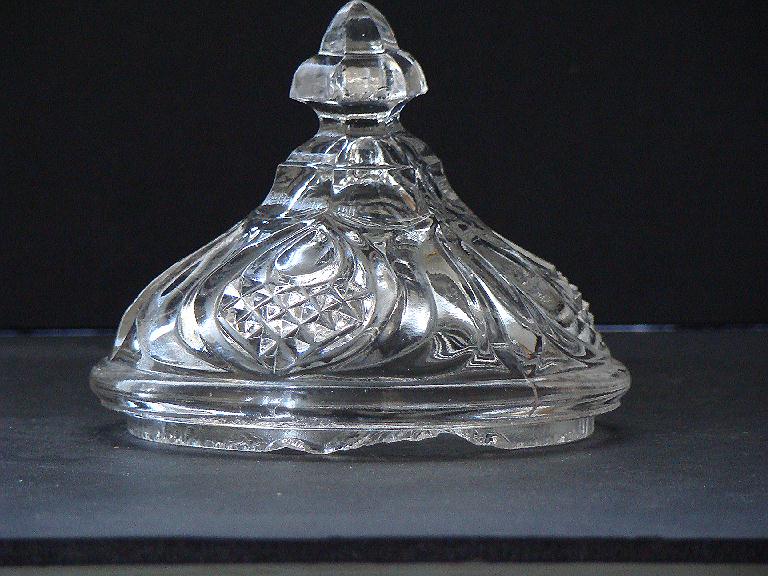 Extremely Scarce EAPG Early American Pattern Glass New England Pineapple Flint Covered Sugar Bowl Extremely Scarce EAPG Early American Pattern Glass New England Pineapple Flint Covered Sugar Bowl