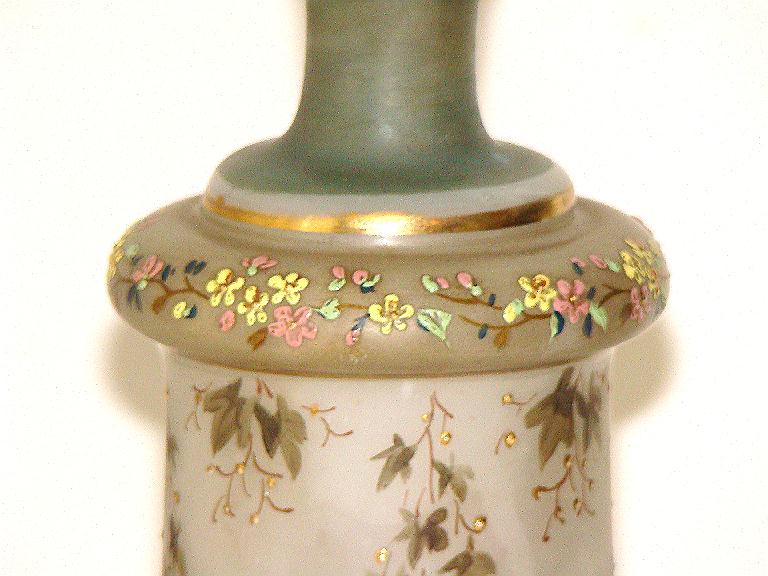 Amazing Bristol Glass Vase Enameled Gold Grape Clusters Flowers Amazing Bristol Glass Vase Enameled Gold Grape Clusters Flowers