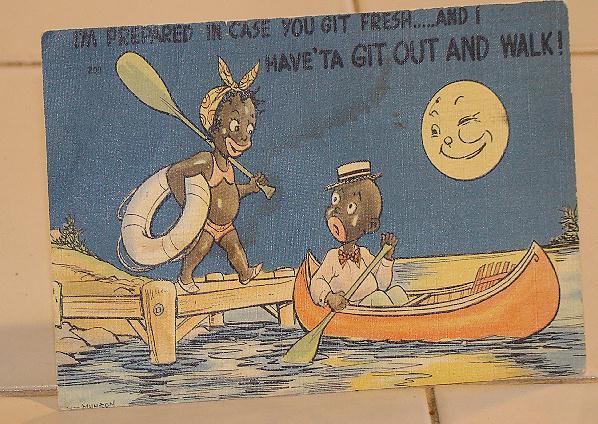 Black Americana Linen Postcard "I'm Prepared In Case You Get Fresh ---And I Have' ta Git Out And Walk" Black Americana Linen Postcard "I'm Prepared In Case You Get Fresh ---And I Have' ta Git Out And Walk"