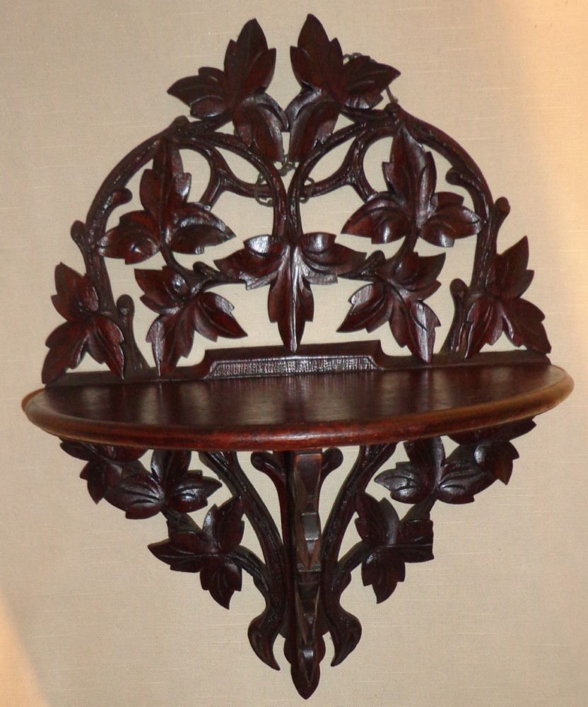 Black Forest Hand Carved Mahogany Fold Out Shelf Circa 1890 Black Forest Hand Carved Mahogany Fold Out Shelf Circa 1890