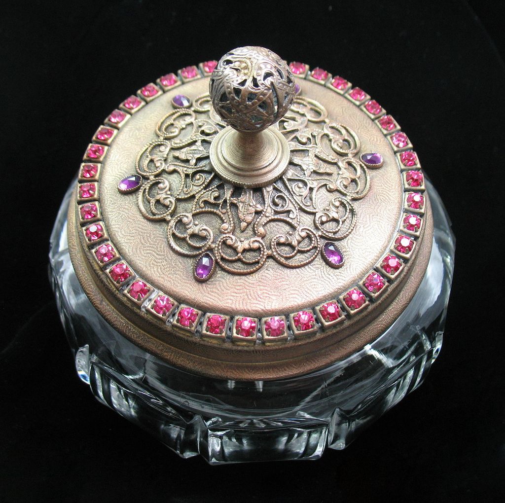 Jeweled Vanity Powder Box Jeweled Vanity Powder Box