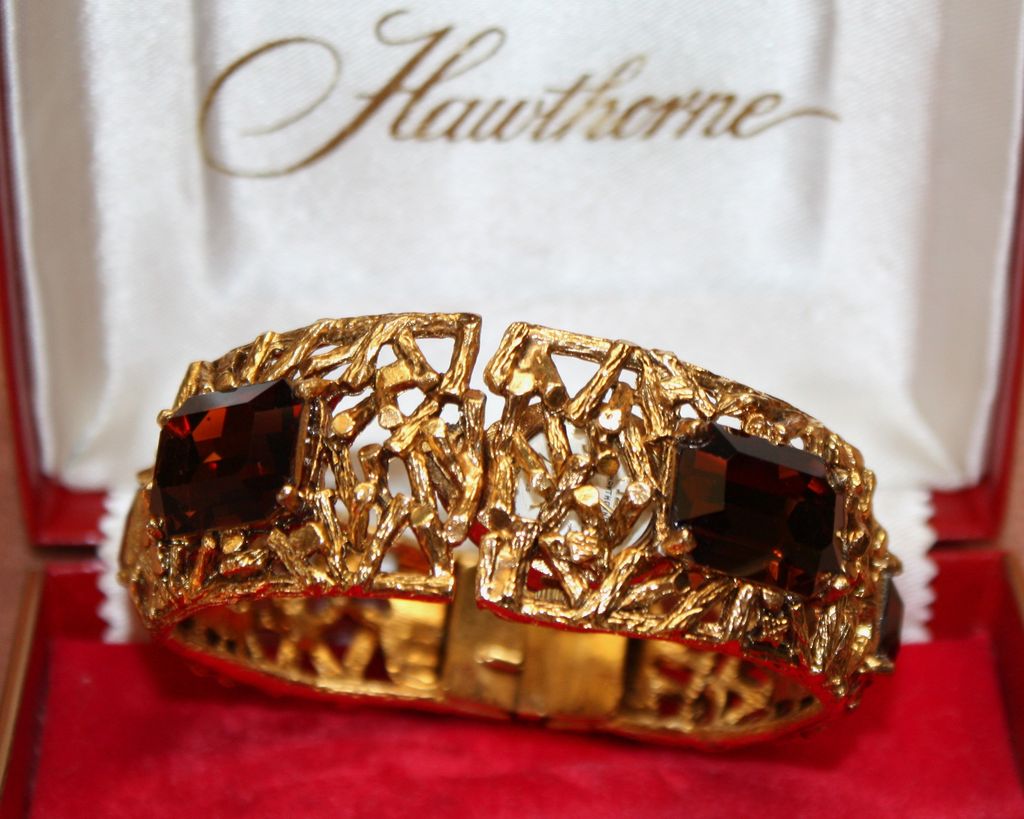 Vintage Hawthorne Watch In a Gorgeous Jeweled Hinged Bangle with Original Box Vintage Hawthorne Watch In a Gorgeous Jeweled Hinged Bangle with Original Box