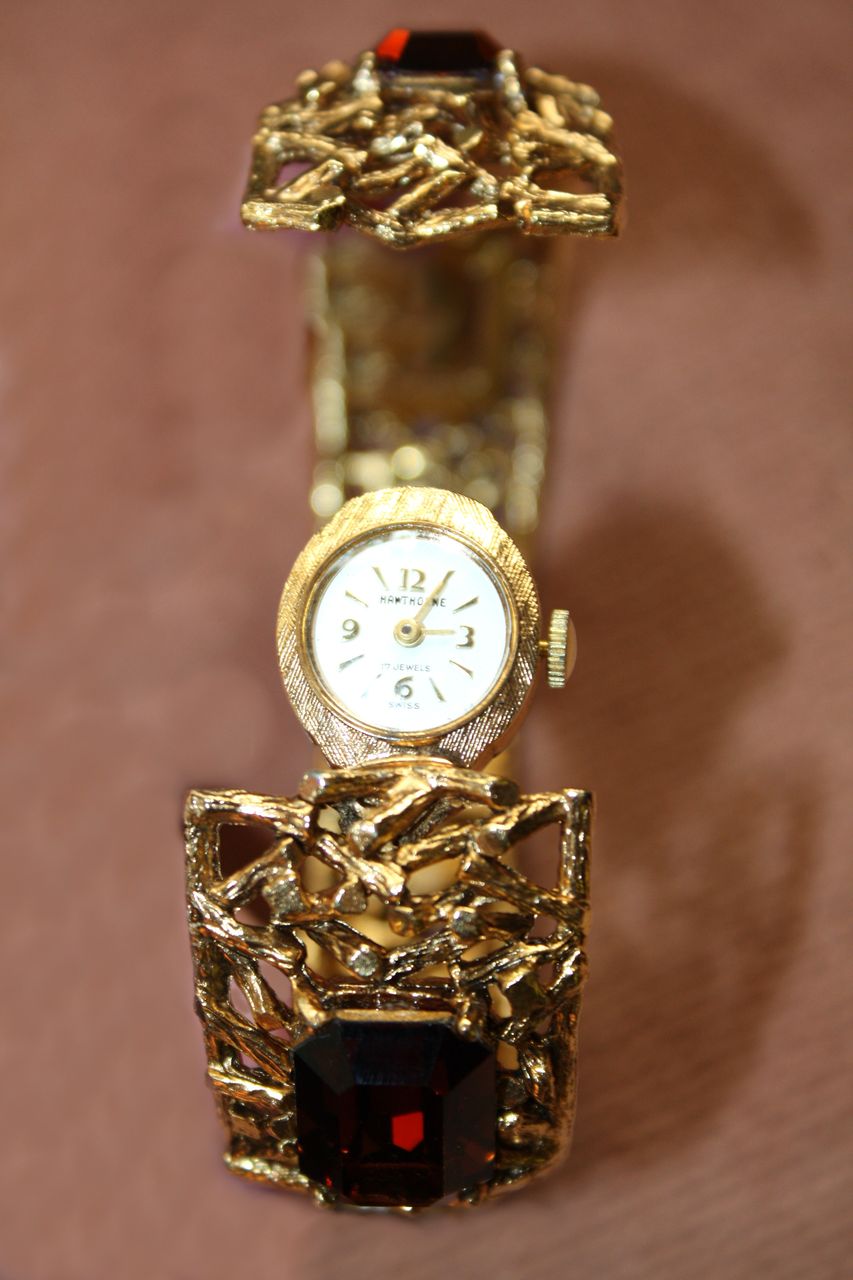 Vintage Hawthorne Watch In a Gorgeous Jeweled Hinged Bangle with Original Box Vintage Hawthorne Watch In a Gorgeous Jeweled Hinged Bangle with Original Box