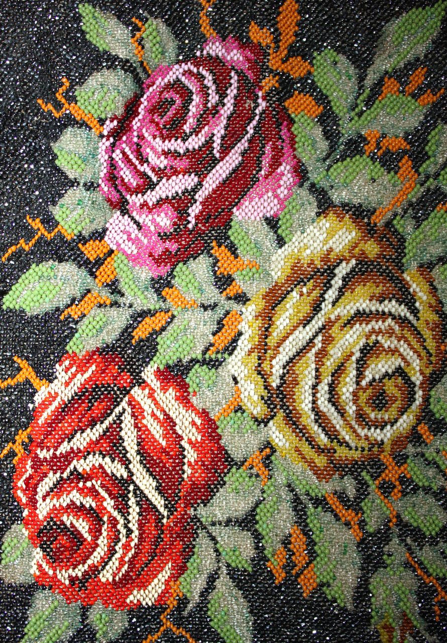 Gorgeous 1920's Floral Glass Beaded Purse Gorgeous 1920's Floral Glass Beaded Purse