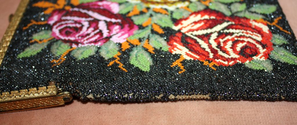 Gorgeous 1920's Floral Glass Beaded Purse Gorgeous 1920's Floral Glass Beaded Purse