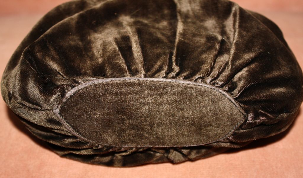 c.1920's Celluloid Frame Brown Velvet Purse With Egret Bird c.1920's Celluloid Frame Brown Velvet Purse With Egret Bird