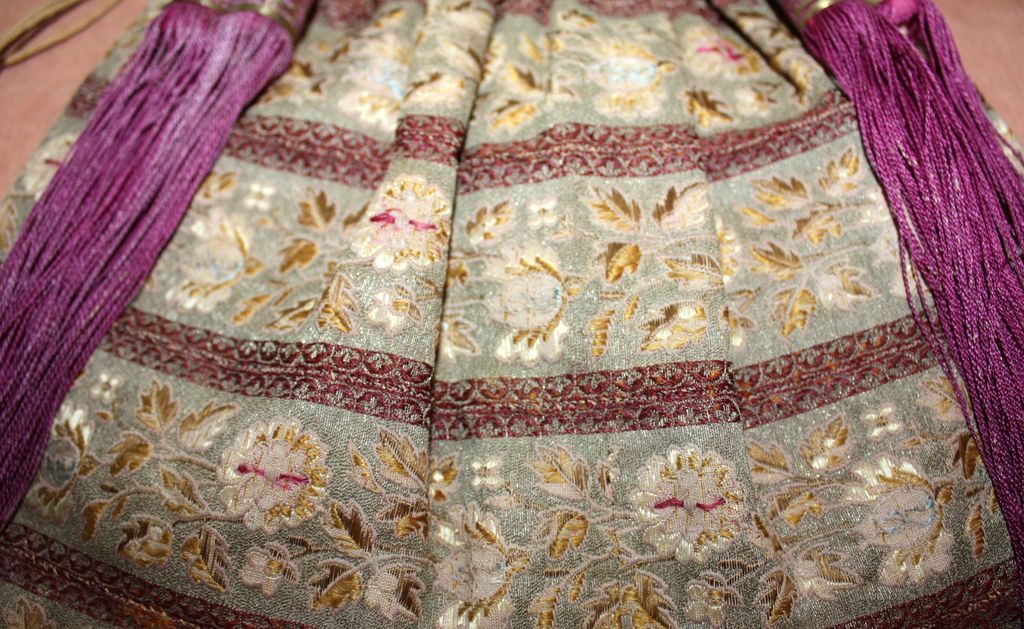 Early 1900 Asian Brocade Purse with Purple Tassels Early 1900 Asian Brocade Purse with Purple Tassels